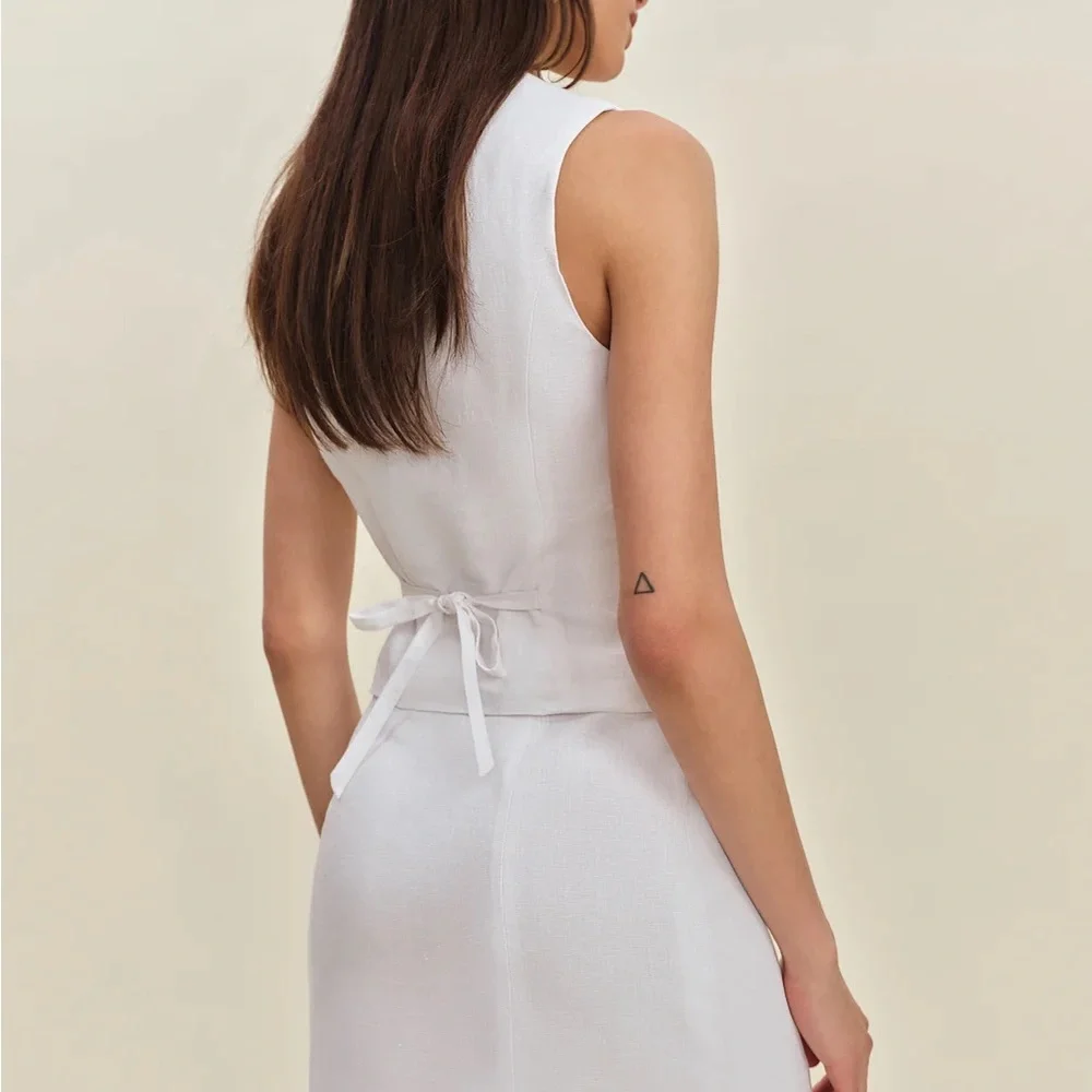 Reformation Lindsey Linen Two Piece Ivory - Size 8